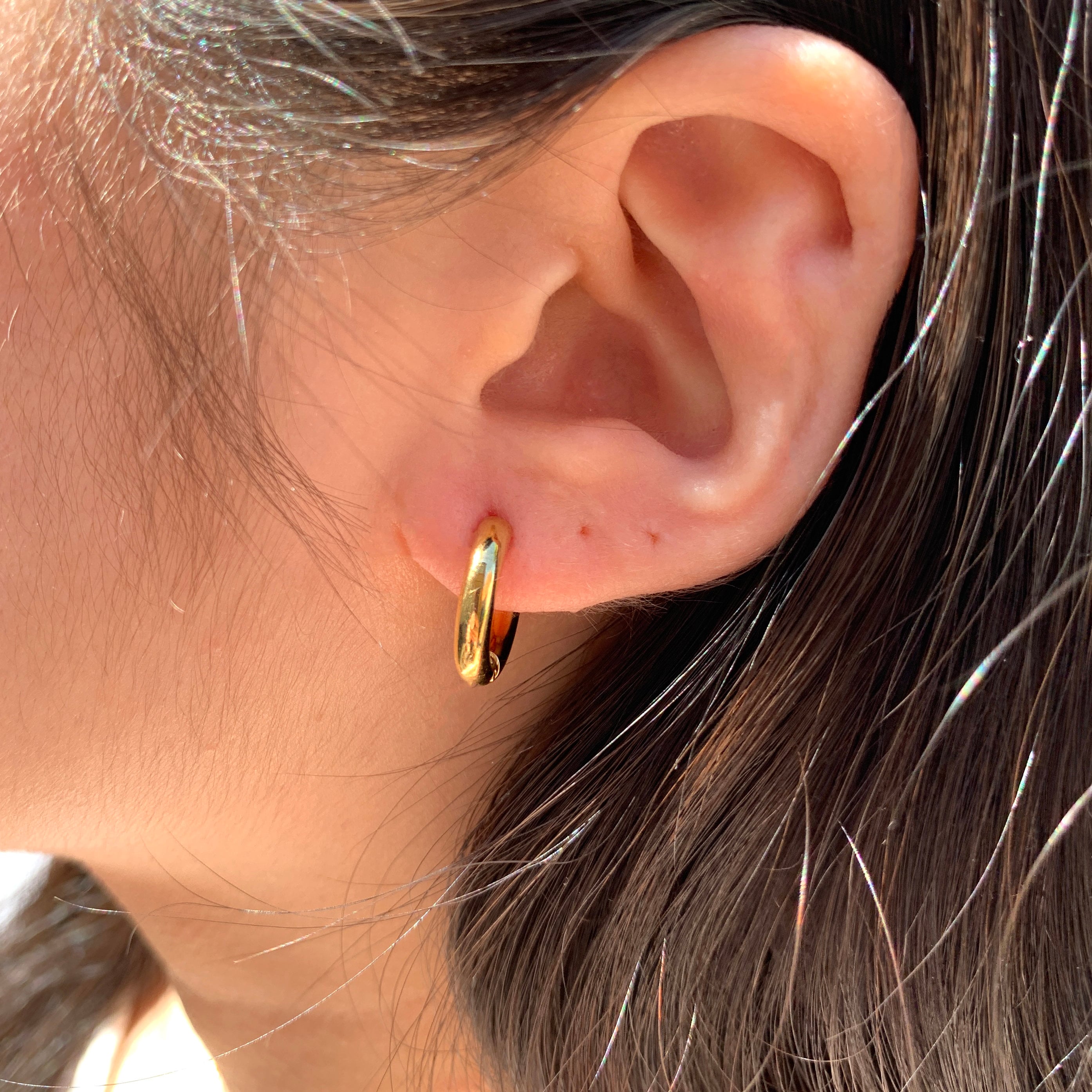 Small Round Hoop Earrings Small Tube Lightweight Round Hoop Earrings 15mm Yellow Gold Silver Etsy New Zealand