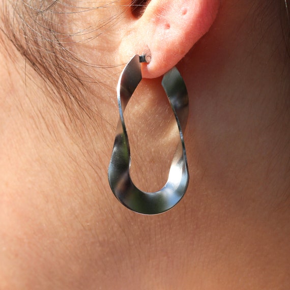 Silver /& Turquoise Semi-Hoop Earrings Silver Plated Studs 90/'s Vintage Hoop Earrings Pierced Ears Minimalist Made in the UK
