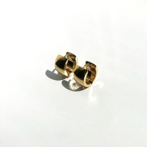 Gold Plated Wide Huggies Hoops Small 7mm Wide Huggies Hoops