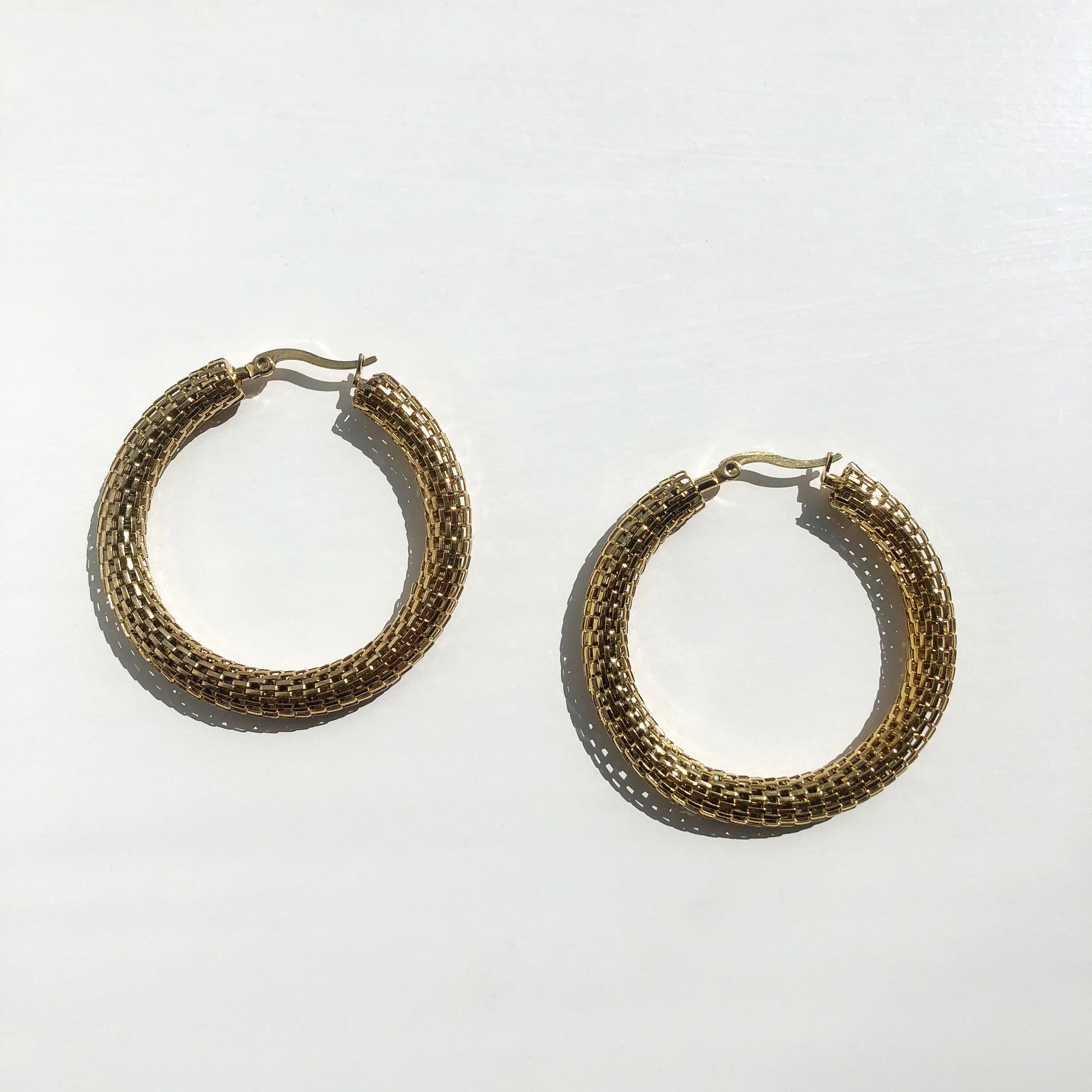 Gold mesh shop earrings