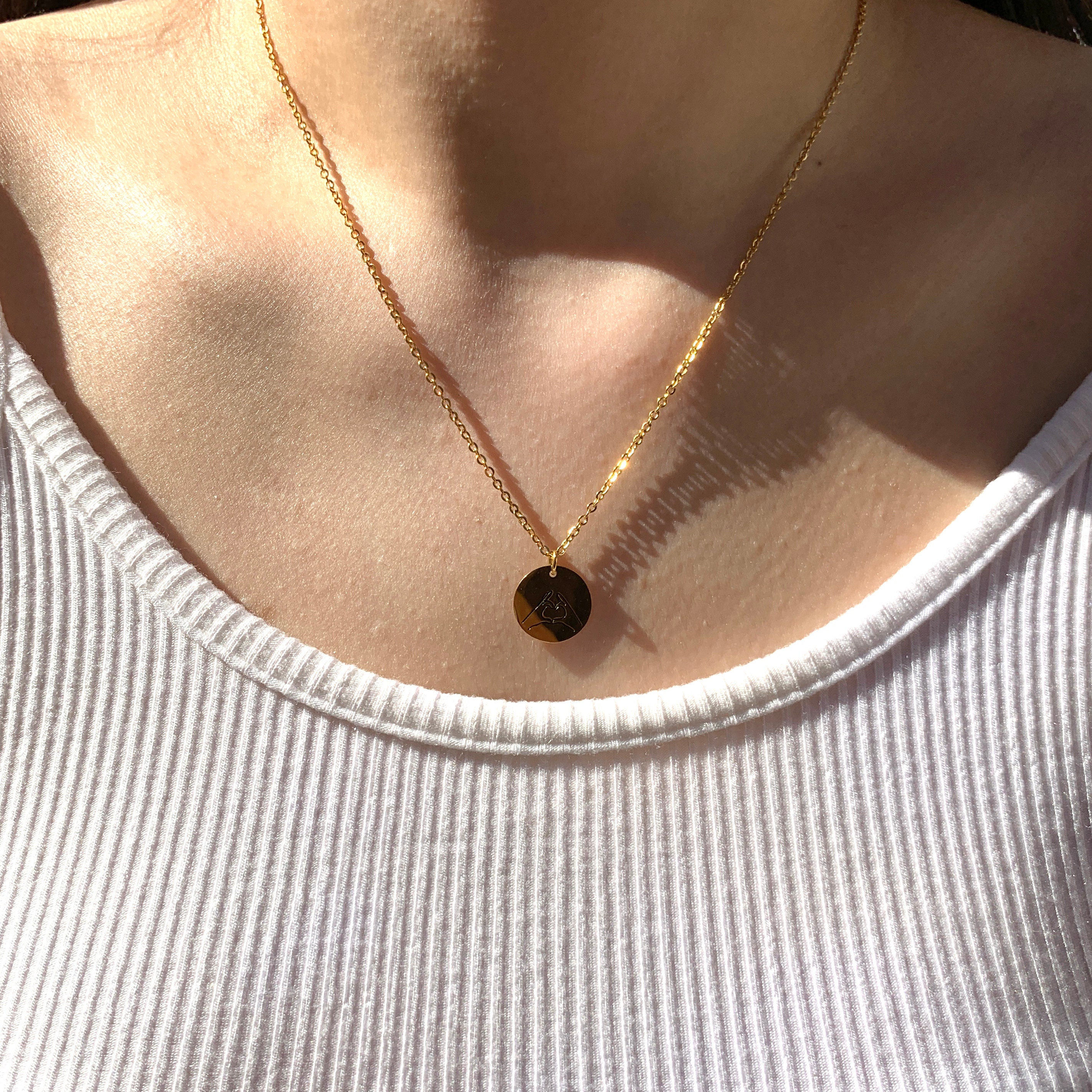 Gold Plated Self Love Necklace / Gold Emoji Necklace / Hand Signs