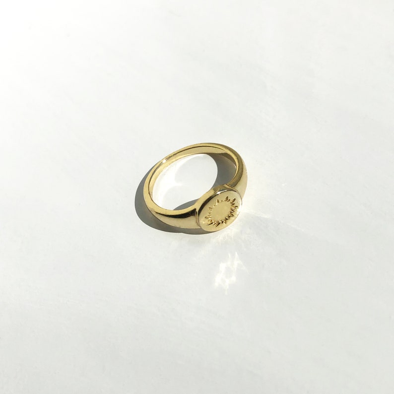 Gold Vermeil Sun Ring Gold Vermeil / Gold Vermeil Round Etsy