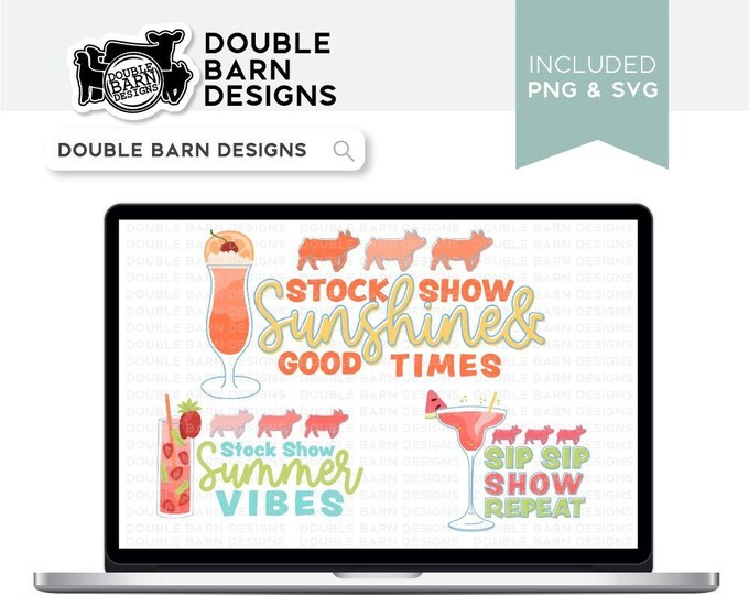 Summer Show Pig Drinks Sublimation Designs (PNG Ai SVG Files)