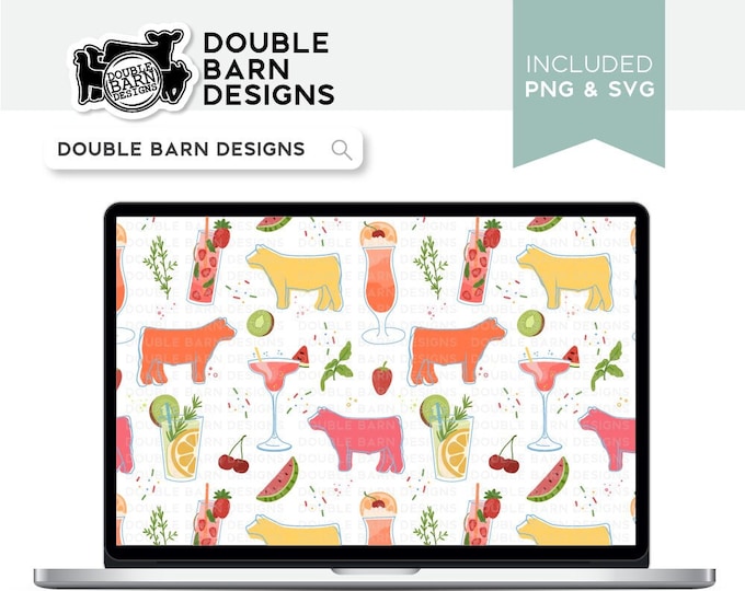 Show Steer Summer Drinks Seamless Pattern - PNG SVG Files Included | Commercial Use
