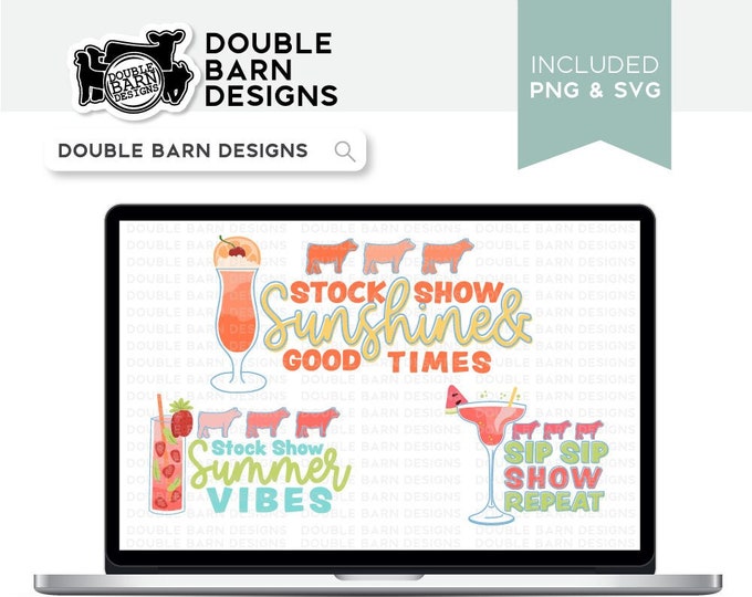 Summer Show Steer Drinks Sublimation Designs (PNG Ai SVG Files)