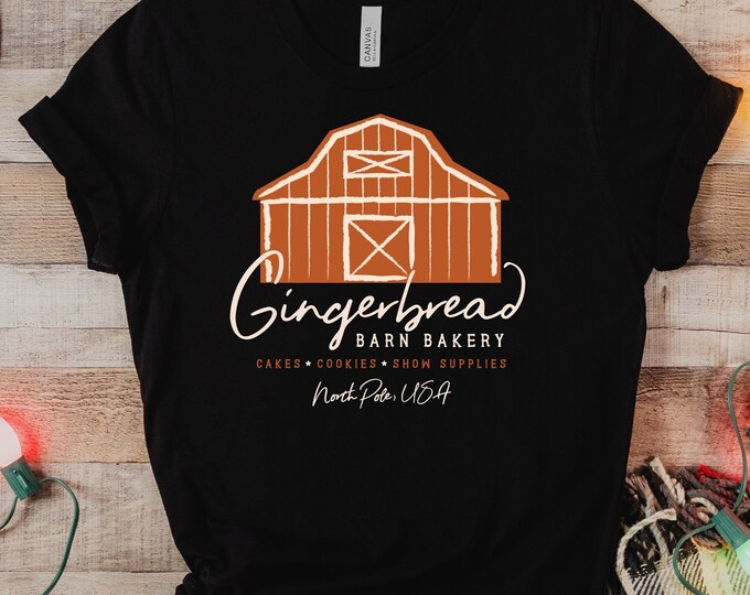 Gingerbread Barn Bakery Tee Sublimation Design (PNG Files)