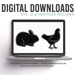 Rabbit and Chicken Digital Download Specialty Livestock SVG AI Files