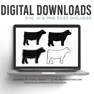 NEW! | Show Steer Profile Designs | Bundle of Digital Downloads | SVG, PNG, Ai |Commercial License