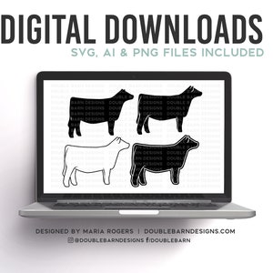 NEW! | Show Heifer Profile Designs | Bundle of Digital Downloads | SVG, PNG, Ai |Commercial License