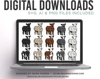 Show Cattle Breeds |  Forward Facing Designs | Digital Downloads - SVG, PNG, Ai Files | Commercial License