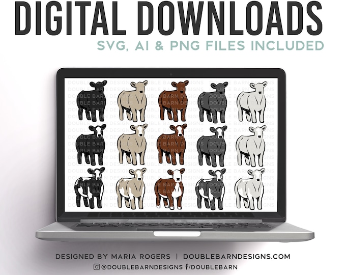 Show Cattle Breeds |  Forward Facing Designs | Digital Downloads - SVG, PNG, Ai Files | Commercial License
