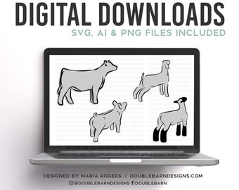 UPDATED Show Livestock Set Digital Download - Market Heifer, Lamb, Pig, Goat