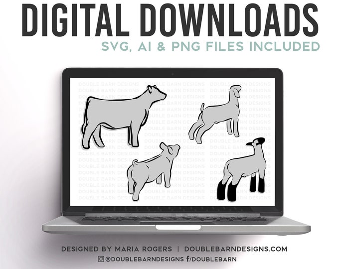 UPDATED Show Livestock Set Digital Download - Market Heifer, Lamb, Pig, Goat
