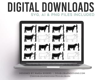 Cattle Showmen SVG Bundle: Heifer & Steer Designs (Digital Download)