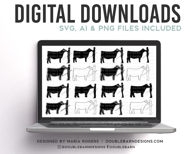 Cattle Showmen SVG Bundle: Heifer & Steer Designs (Digital Download)