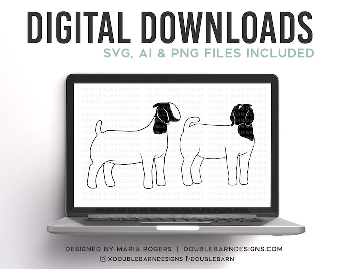 Boer Doe Set Digital Download - SVG - PNG - AI - Show Goat Design
