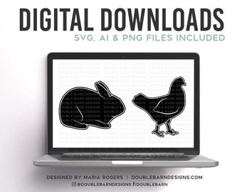 Rabbit and Chicken Digital Download Specialty Livestock SVG AI Files