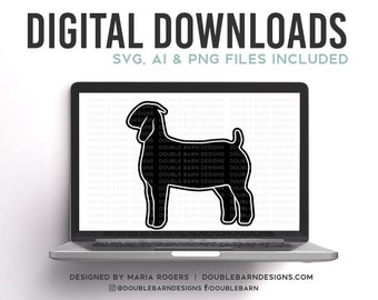 Boer Doe Profile Digital Download - SVG - PNG - AI Show Goat Design