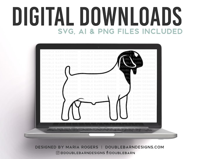 Boer Buck Digital Download - SVG - PNG - AI - Show Goat Design