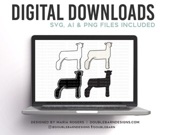 Southdown White Face Cross Show Lamb | Digital Downloads - SVG, PNG, Ai Files | Commercial License
