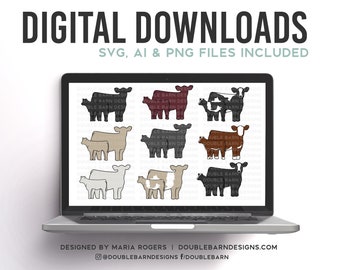 Cow Calf Pairs | Digital Downlaods - SVG, PNG, Ai Files | Commercial License