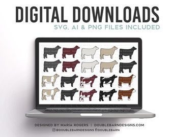 Show Cattle Breeds: Heifer & Steer Designs (Digital Download)