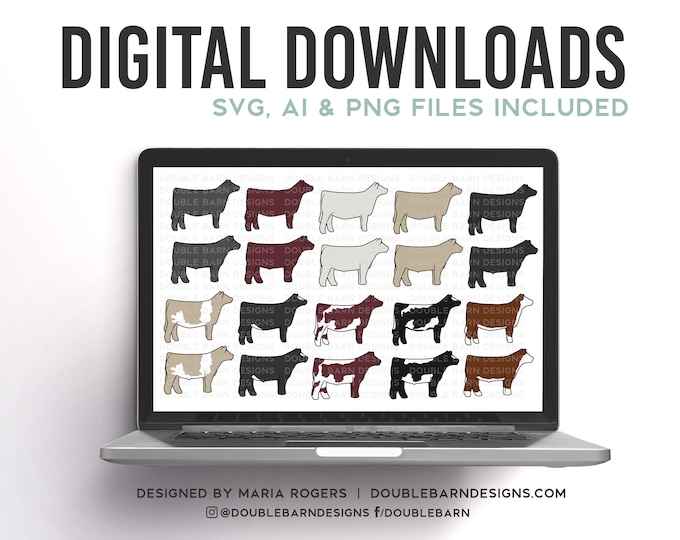 Show Cattle Breeds: Heifer & Steer Designs (Digital Download)