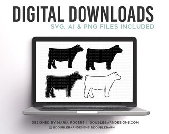 NEW! | Show Steer Profile Designs | Bundle of Digital Downloads | SVG, PNG, Ai |Commercial License
