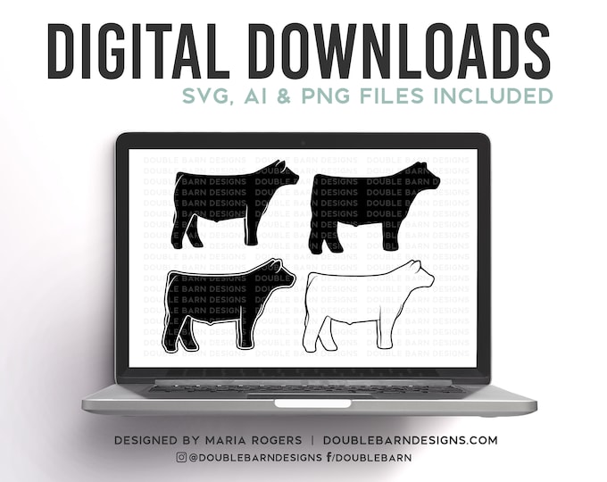 NEW! | Show Steer Profile Designs | Bundle of Digital Downloads | SVG, PNG, Ai |Commercial License