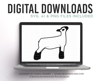 Ewe Lamb Show Design: Livestock SVG, PNG, Ai Files (Digital Download)