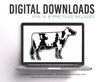 Ayrshire Cow Digital Download | Dairy Cow Design | AI PNG SVG Files