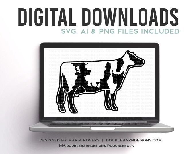 Ayrshire Cow Digital Download | Dairy Cow Design | AI PNG SVG Files