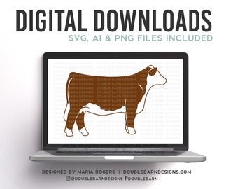 Hereford Heifer Digital Download - SVG - PNG - AI