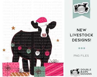 Pink Christmas Cattle Digital Download - PNG Files Included | Commercial Use