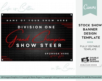 Stock Show Champion Banner Template: Red & Black Design (Canva Editable)