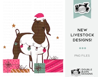Pink Christmas Goat Digital Download - PNG Files Included | Commercial Use