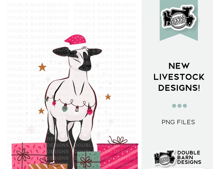 Pink Christmas Lamb Digital Download - PNG Files Included | Commercial Use