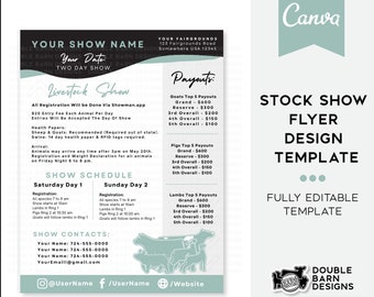 Stock Show Flyer Canva Template | Steer, Pig, Lamb, Goat, Dairy Cow Options | Editable Canva Template | 8.5x11" Stock Show Flyer Template