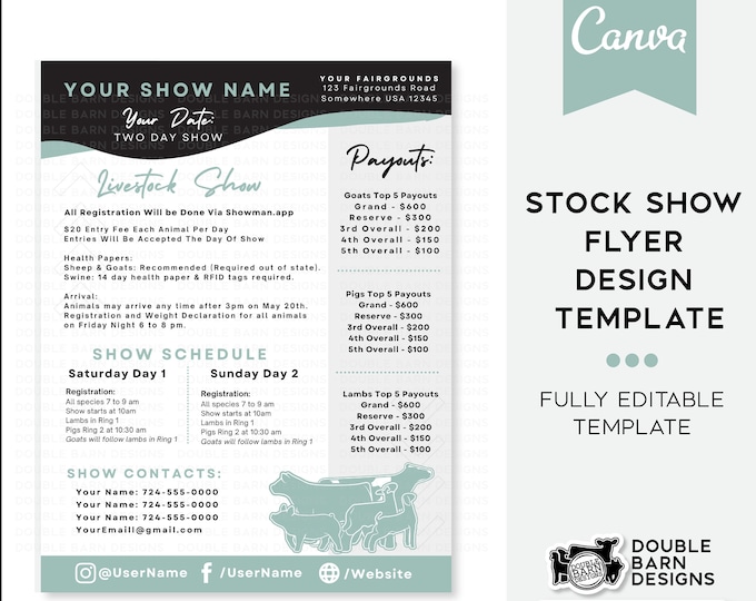 Editable Stock Show Flyer Template: Livestock Design (Canva)