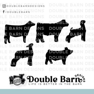 Livestock Silhouette Set Digital Download | Steer - Heifer - Lamb - Goat - Pig | SVG - AI - PNG