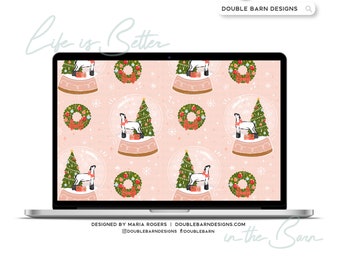Show Lamb Christmas Snowglobe Seamless Pattern - PNG JPG Ai Files Included | Commercial Use