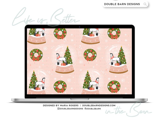 Show Lamb Christmas Snowglobe Seamless Pattern - PNG JPG Ai Files Included | Commercial Use