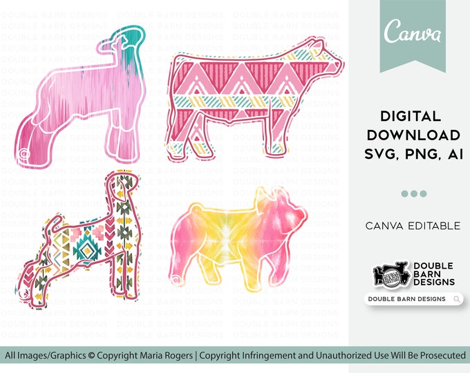 Aztec Tie Dye Livestock PNG: Show Pig, Lamb, Steer, Goat (Digital Download)