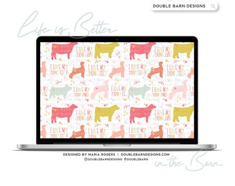 Show Livestock Seamless Pattern: Steer, Pig, Goat, Lamb (PNG JPG Ai Files)
