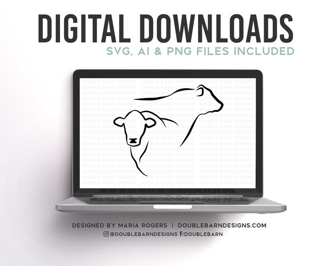 Bull Line Art Design: Cattle Logo (Digital Download)