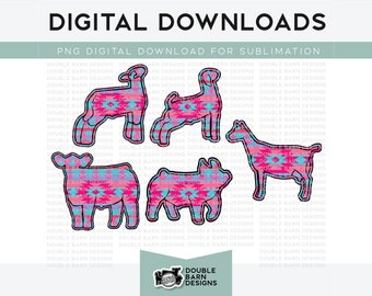 Aztec Show Animals PNG File: Livestock Sublimation (Digital Download)