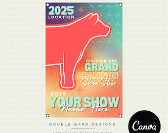 Stock Show Banner Canva Template: Editable Livestock Design (3x2')