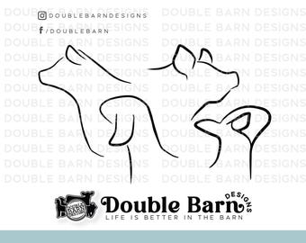 Livestock Heads Digital Downloads - SVG - PNG - Steer - Heifer - Lamb - Goat - Pig