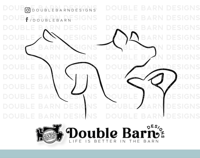 Livestock Heads Digital Downloads - SVG - PNG - Steer - Heifer - Lamb - Goat - Pig