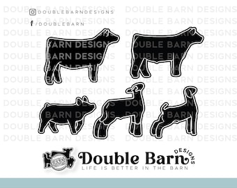 Show Livestock Graphics Bundle: Pig, Lamb, Goat, Heifer, Steer (Digital Download)